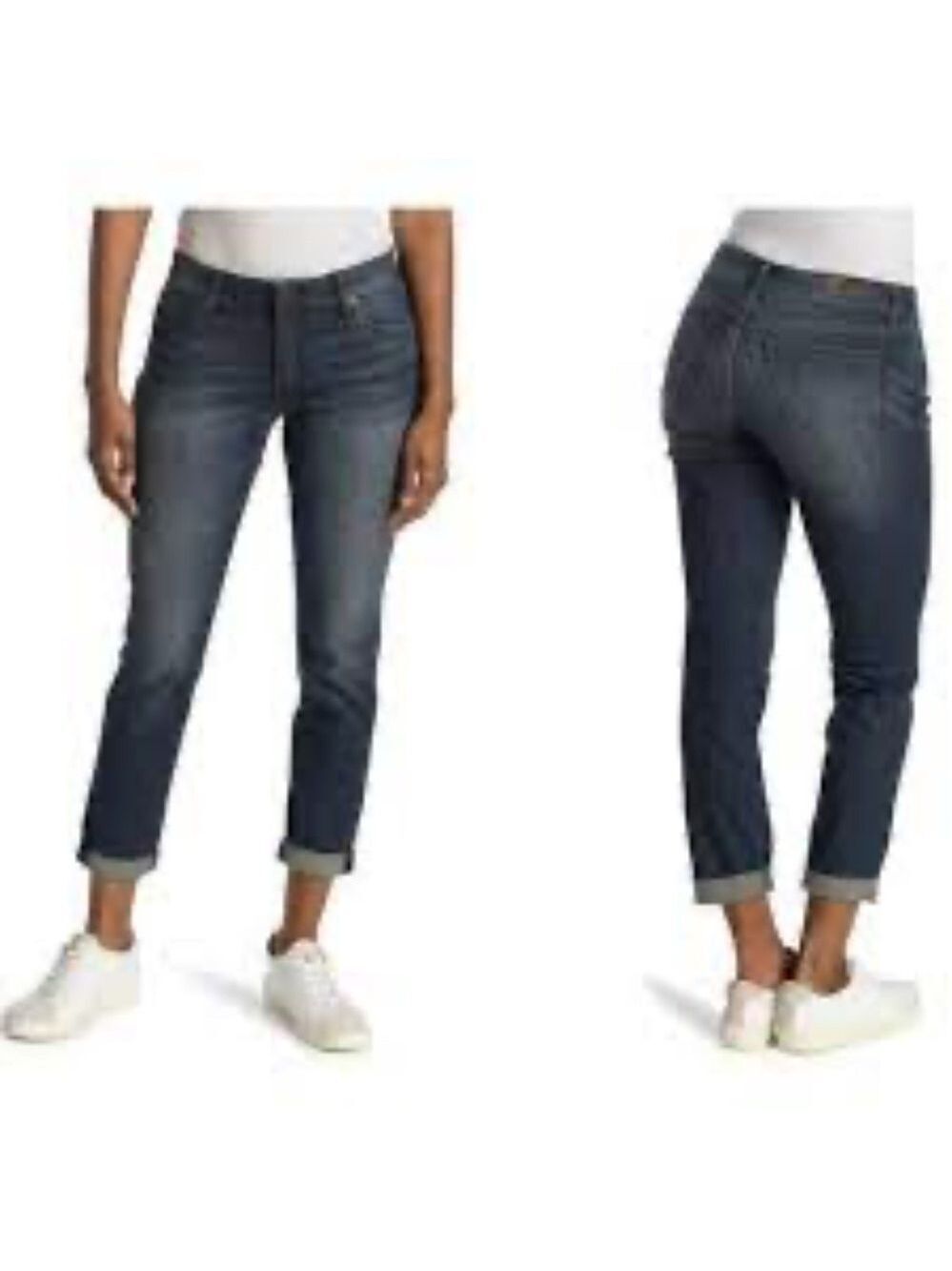 KUT FROM THE KLOTH Katy Boyfriend Roll Cuff Straight Leg Distressed Jeans